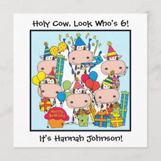 Invitaciones personalizadas de cumpleaños de vaca 