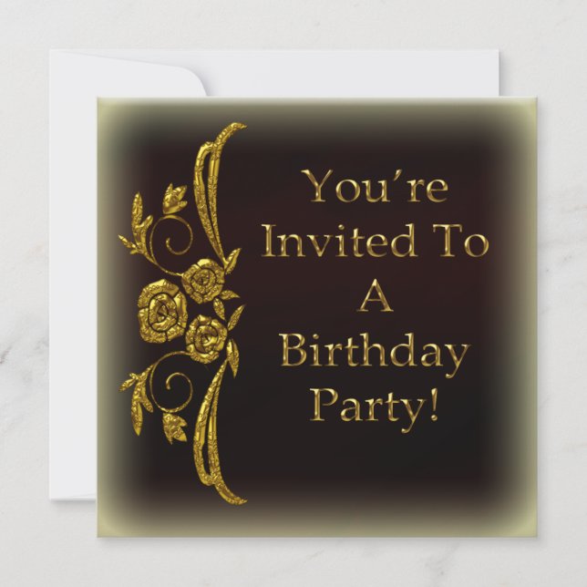 Invitaciones personalizadas de cumpleaños Gold (Anverso)