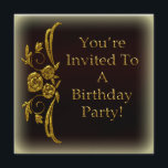 Invitaciones personalizadas de cumpleaños Gold<br><div class="desc">Nuestras invitaciones se pueden personalizar fácilmente como una hermosa invitación de cumpleaños para ese evento especial de cumpleaños. Personalizar nuestras invitaciones con su color favorito y estilo de letra y toda la información importante de la fiesta de cumpleaños para sus invitados. Crea la invitación perfecta para tu evento especial de...</div>
