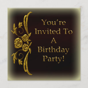 Invitaciones personalizadas de cumpleaños Gold