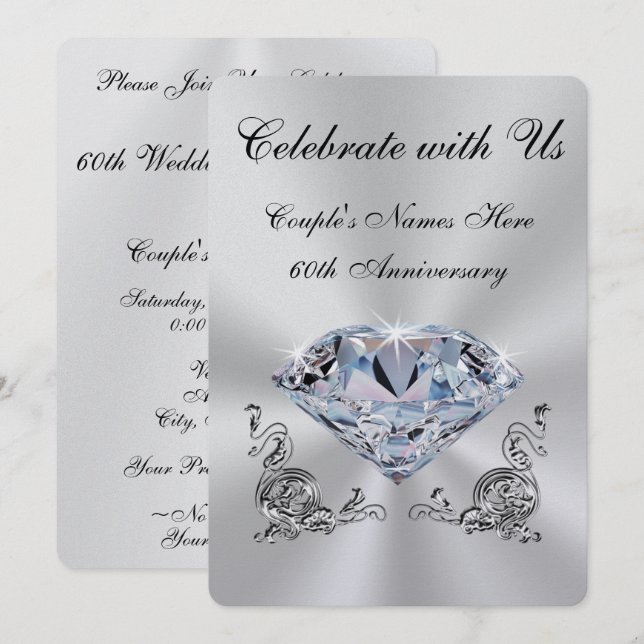 Invitaciones Personalizadas de Diamante de Anivers (Anverso / Reverso)