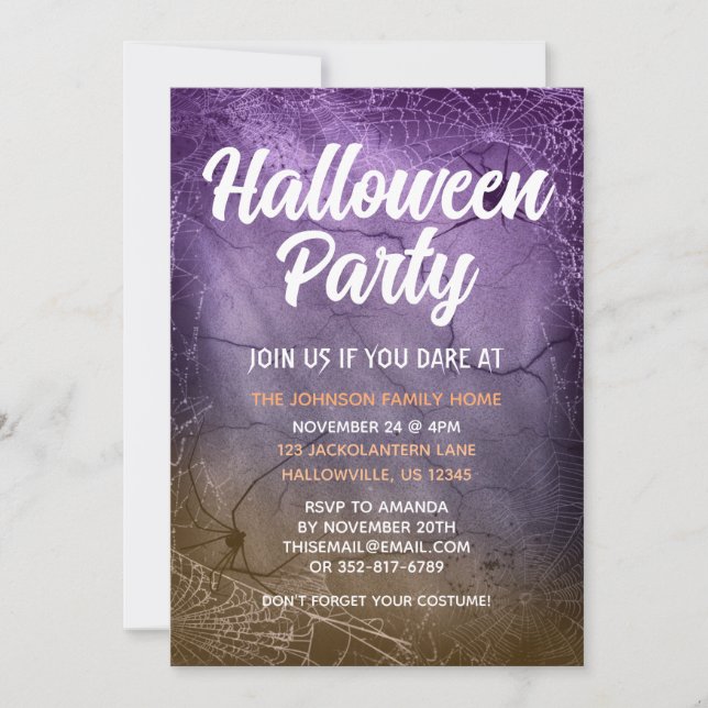 Invitaciones personalizadas de fiesta de Halloween (Anverso)