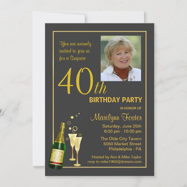Invitaciones personalizadas de foto de Fiesta por  (Anverso)