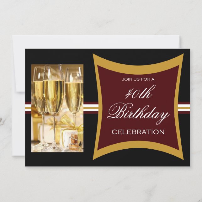 Invitaciones personalizadas de la 40ª fiesta de cu (Anverso)