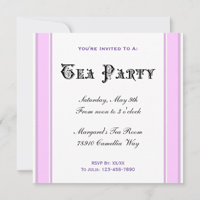 Invitaciones personalizadas de la fiesta del té co (Reverso)
