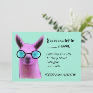 Invitaciones personalizadas de Llama Rosa Cool