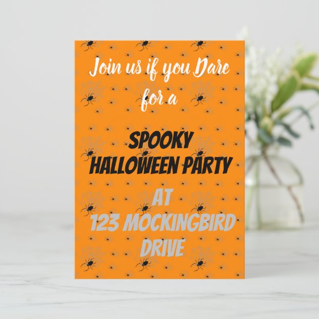 Invitaciones personalizadas de Spooky Spider Hallo (Anverso de pie)