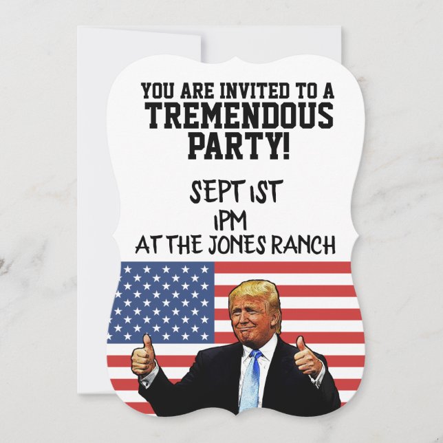 INVITACIONES PERSONALIZADAS FIESTA DONALD TRUMP (Anverso)