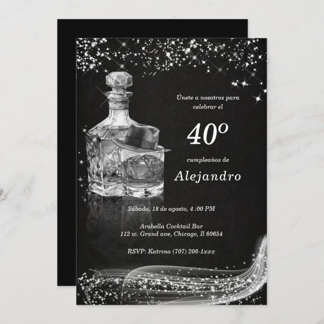 Invitaciones Personalizadas modernas para hombre (Anverso / Reverso)