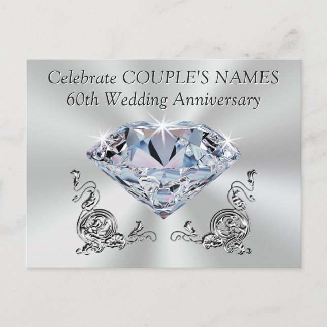 Invitaciones Personalizadas para 60 Aniversario, T (Anverso)