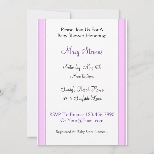Invitaciones personalizadas para baby shower con r (Reverso)