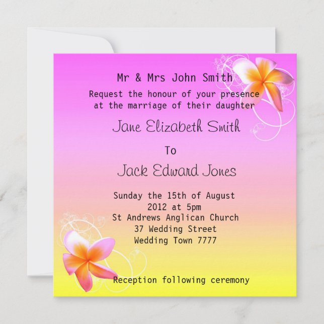 Invitaciones personalizadas para bodas en la playa (Anverso)