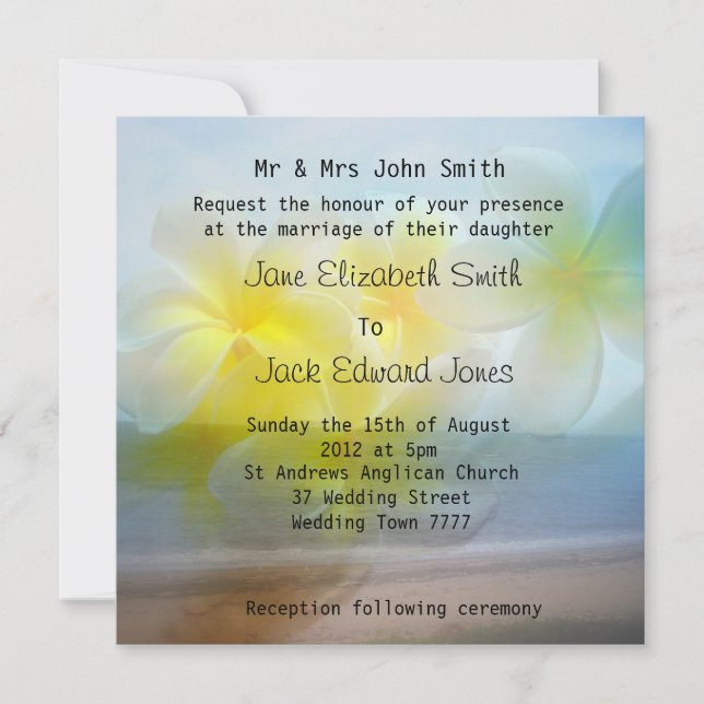 Invitaciones personalizadas para bodas en la playa (Anverso)