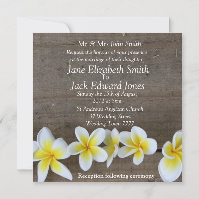 Invitaciones personalizadas para bodas en la playa (Anverso)