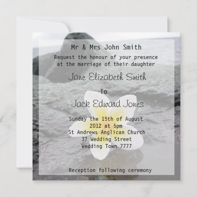 Invitaciones personalizadas para bodas en la playa (Anverso)
