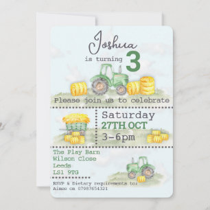 Invitaciones personalizadas para el Tractor Verde