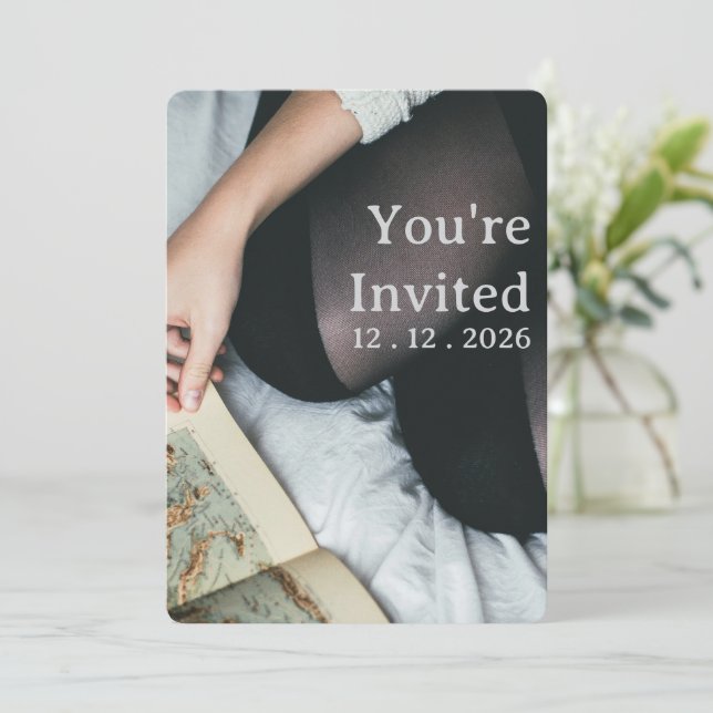 Invitaciones personalizadas para eventos en un mom (Anverso de pie)