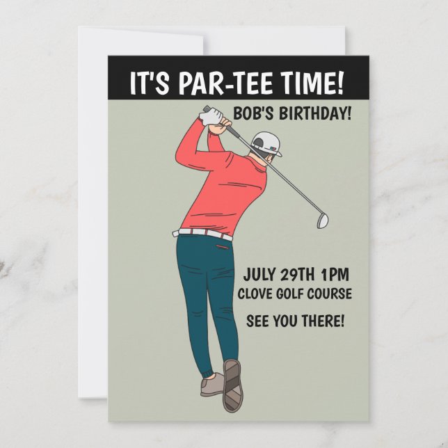 INVITACIONES PERSONALIZADAS PARA FIESTA DE GOLF (Anverso)