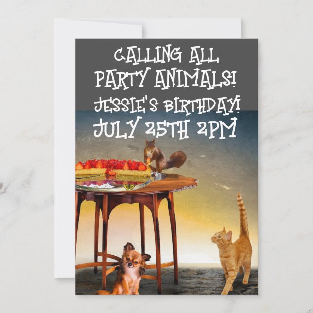 INVITACIONES PERSONALIZADAS PARA FIESTAS DE ANIMAL (Anverso)
