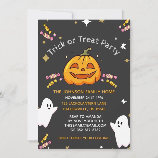 Invitaciones personalizadas para fiestas de Hallow (Anverso)