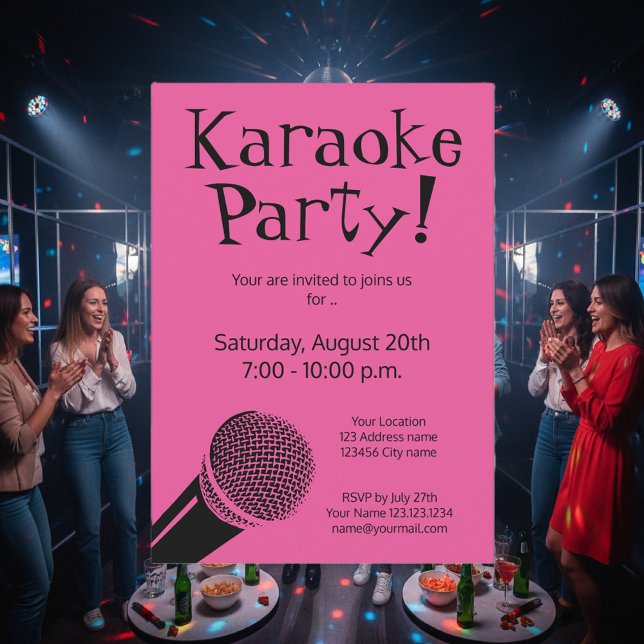 Invitaciones personalizadas para fiestas de karaok (karaoke party invitation template)