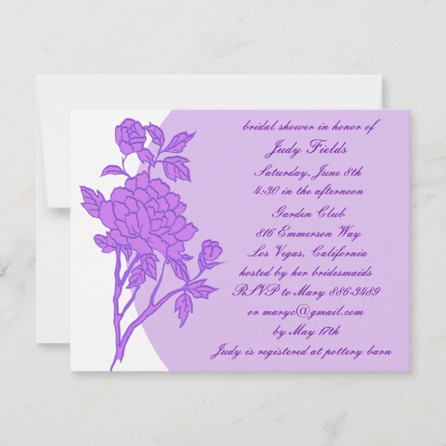 Invitaciones personalizadas para la ducha nupcial  (Anverso)
