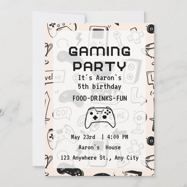 Invitaciones Personalizadas para Noche de Juegos (Anverso)