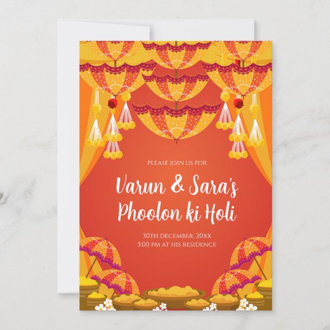 Invitaciones Pithi e invitaciones digitales Haldi (Anverso)