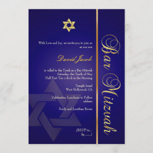 INVITACIONES PixDezines AZUL REAL/ORO/BAR MITZVAH