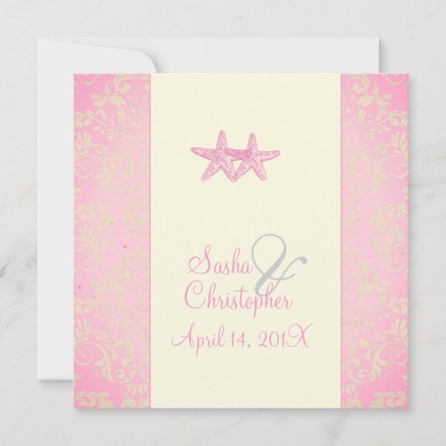 Invitaciones PixDezines Starfish + damask (Anverso)