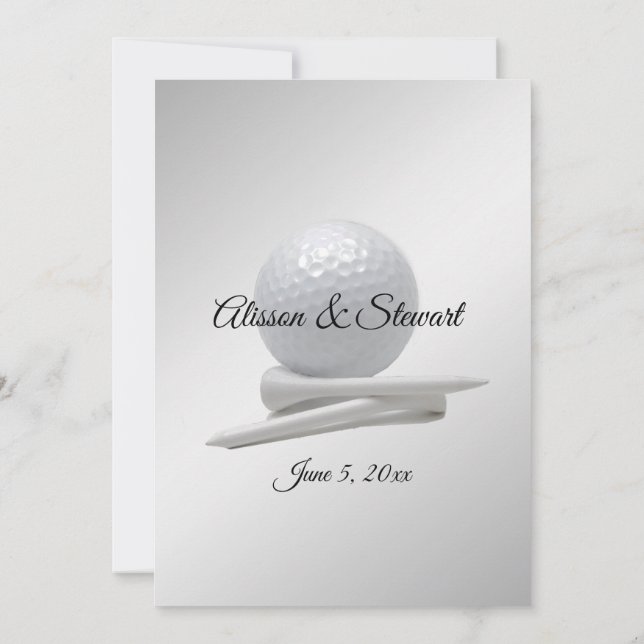 Invitaciones plateadas de Boda de golf (Reverso)