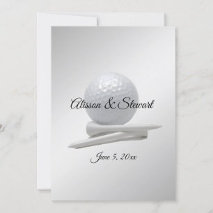 Invitaciones plateadas de Boda de golf