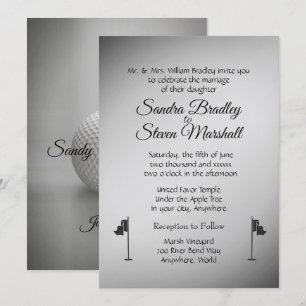 Invitaciones plateadas de Boda de golf