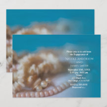 Invitaciones playeras pintadas elegantes conchas y