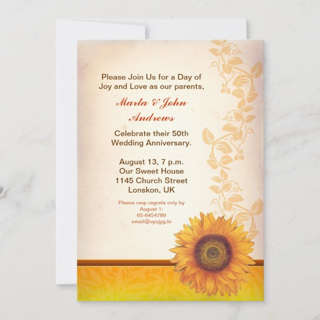 invitaciones por aniversario (Anverso)
