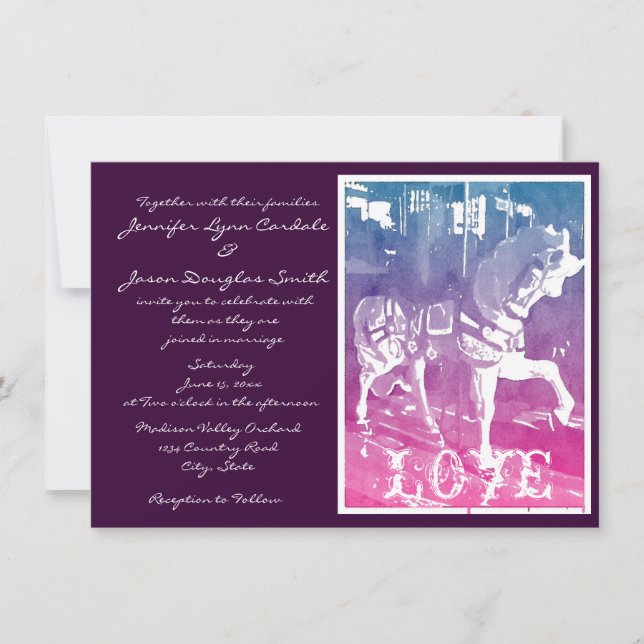 Invitaciones Prancing de la boda del caballo del (Anverso)