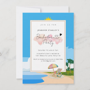 Invitaciones premium, fiesta de gallinas Beach Bac