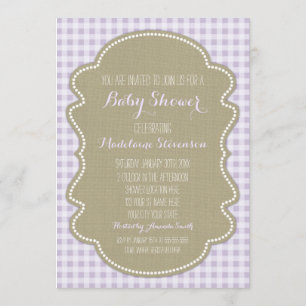 Invitaciones púrpuras de Baby Shower de la
