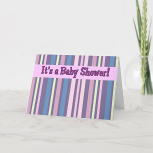 Invitaciones púrpuras de Baby Shower de la raya