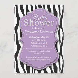 Invitaciones púrpuras de Baby Shower del estampado