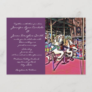 Invitaciones púrpuras de la boda del carnaval del