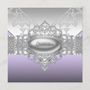 Invitaciones púrpuras de Quinceanera de las perlas