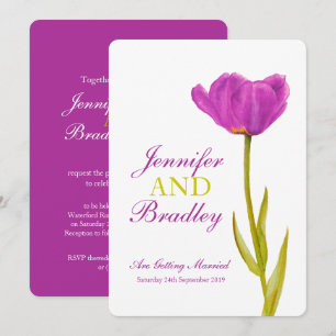 Invitaciones púrpuras del boda del arte de la flor