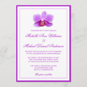 Invitaciones púrpuras elegantes de la boda de la