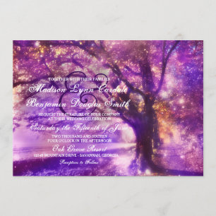 Invitaciones púrpuras rústicas de la boda del