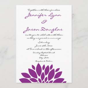 Invitaciones púrpuras simples bonitas de la boda
