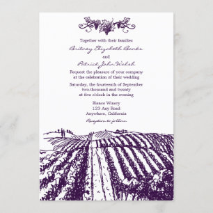 Invitaciones púrpuras toscanas de la boda del