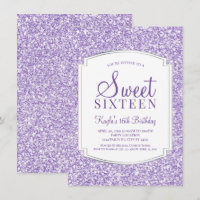 Invitaciones purpúreas claras del dulce 16 del