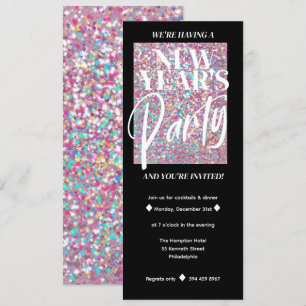 Invitaciones purpurinas Nochevieja de Año Nuevo