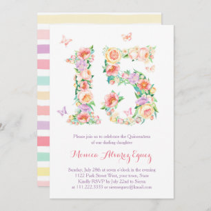 Invitaciones Quinceañera con mariposas